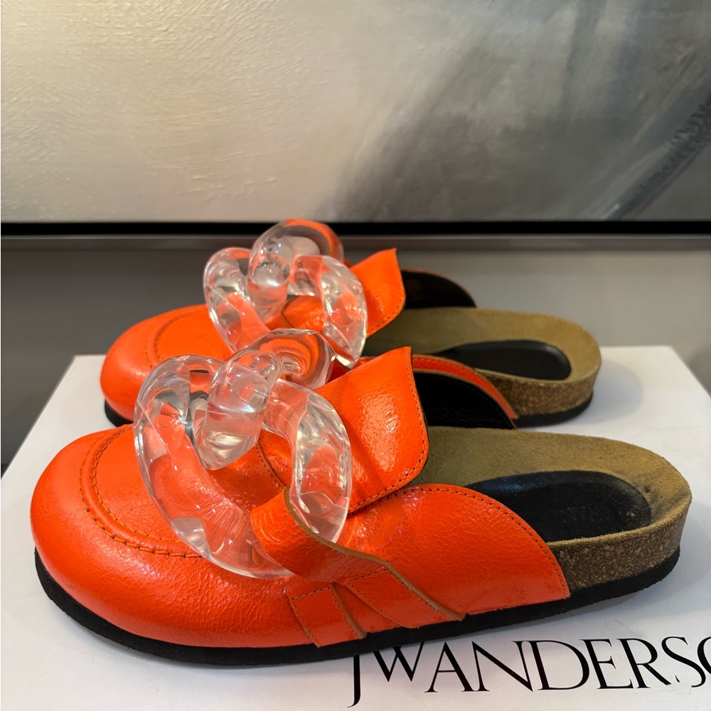 JW Anderson Vibrant Orange Mules with Clear Accents